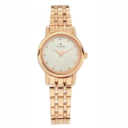 Titan Quartz 2593WM01 Silver Dial Stainless Steel Strap Quartz Women Watch